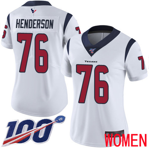 Houston Texans Limited White Women Seantrel Henderson Road Jersey NFL Football #76 100th Season Vapor Untouchable